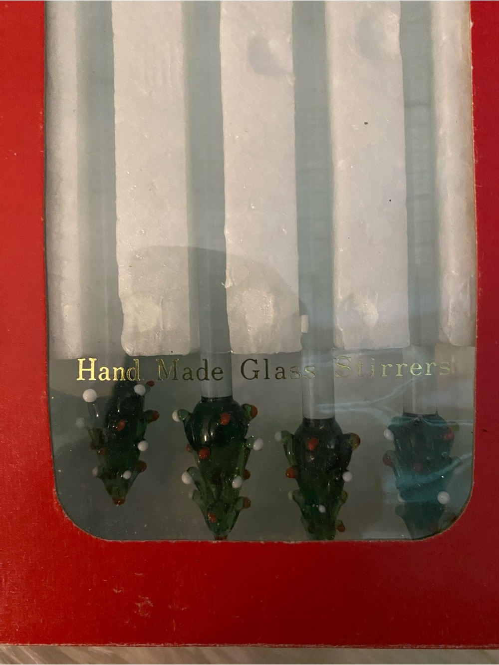Towle Green Glass Cocktail Stirrers with Decorative Dots